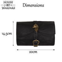 Medieval Leather Pouch with Brass Wolf