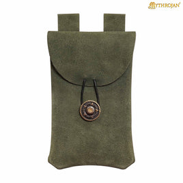 Suede leather green medieval bag