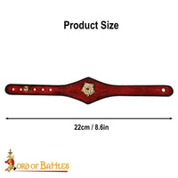 Tudor leather wristband made from red leather