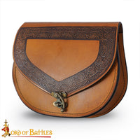 Viking Knotwork Etched Leather Belt Bag Available in Australia