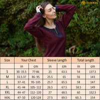 Viking Red Woolen Dress with Diamond Twill Decorative Borders Size Guide