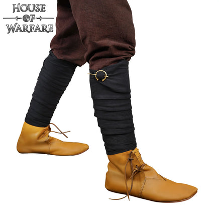 Viking Black Canvas Leg Wraps with brass clasps LARP, SCA & Reenactment