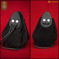 Black Leather Drawstring Pouch