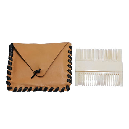 Viking Bone Double Sided Comb with Leather Case