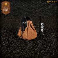 Black and Brown Leather Drawstring Pouch