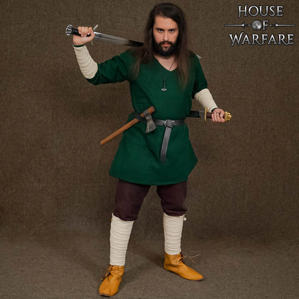 Viking Ecru Canvas Leg Wraps with brass clasps LARP, SCA & Reenactment