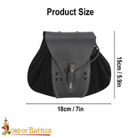 Viking Leather Bag with horn Toggle made from black leather