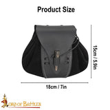 Viking Leather Bag with horn Toggle made from black leather