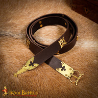 Trefoil and Cathedral Medieval Brown Belt - Veg Tan Leather