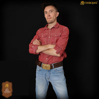 Mythrojan Urban Viking Belt With Odin Raven Solid Brass Buckle