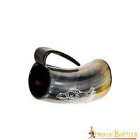 Horn Tankard with Howling Wolf Engraving
