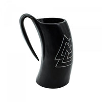 Valknut Trefoil Knot Viking Tankard Horn 5"- 6" inch (12.7cm to 15.25cm)