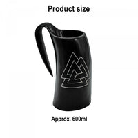 Valknut Trefoil Knot Viking Tankard Horn 5"- 6" inch (12.7cm to 15.25cm)