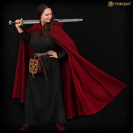 Viking maroon cape with hood
