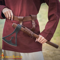 Viking sword belt holder made from brown leather available in Australia