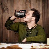 Horn Tankard with Howling Wolf Engraving