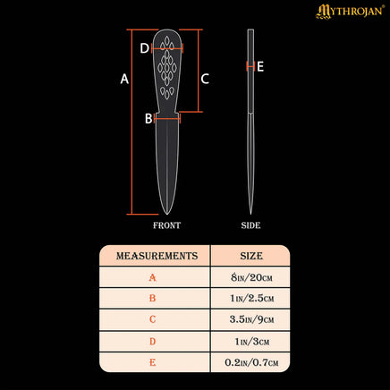 Wooden Hand Carved Athame Size Guide