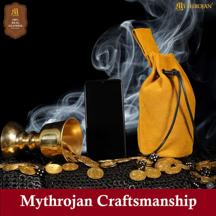 Yellow suede wizard spell component bag