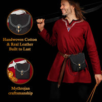 black fabric Medieval bag with horn toggle