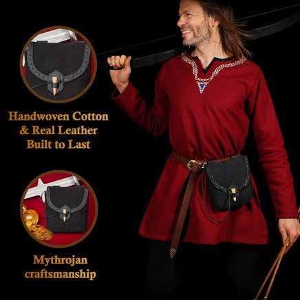 black fabric Medieval bag with horn toggle