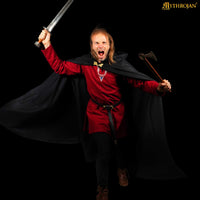 black wool cape with hood and brass clasp