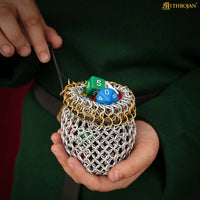 brass gold colour chainmail dice bag