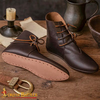 Medieval Leather Thong Fastening Boot - Brown