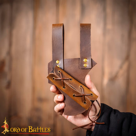brown leather weapons scabbard for Viking costume