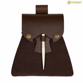 brown medieval fabric and leather bag