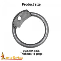 Loose Chainmail Rings 8mm 18g Round Ring. Includes Round Rivets