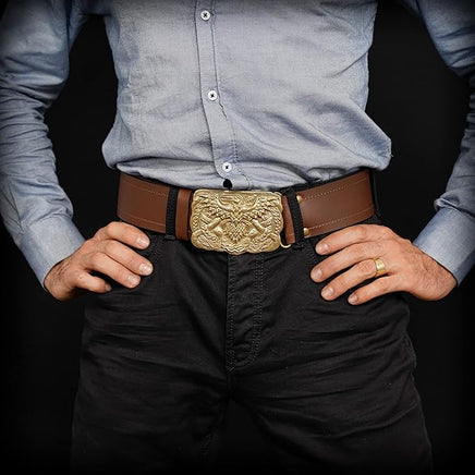eagle brass belt buckle for modern extra wide belt