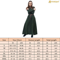 green-cotton-Viking ladies-dress-sleeves