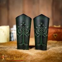 Tree of Gondor Leather Bracers - Green