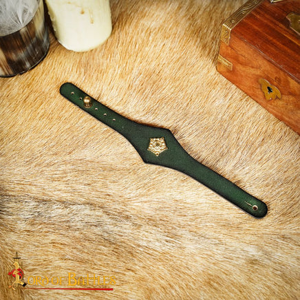 green leather wristband