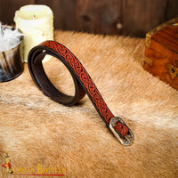 Belt with Embossed Celtic Knotwork - Brown