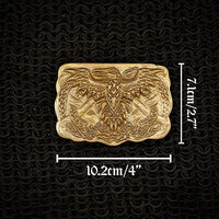 large celtic eagle brass belt buckle for modern extra wide belt