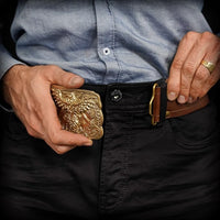 large eagle brass belt buckle for modern extra wide belt