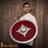 large red round  shield with shield boss