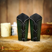 Tree of Gondor Leather Bracers - Green