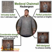Chainmail Haubergeon – Butted, 10mm 16G Rings, Mild Steel