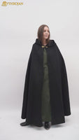 Black Wool Cape With Brass Viking Clasp