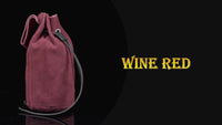 Yellow suede leather medieval drawstring bag