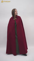 Red Wool Cape With Brass Viking Clasp