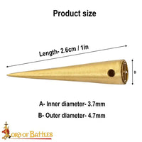 small brass medieval aglets for medieval clothing