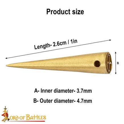 small brass medieval aglets for medieval clothing