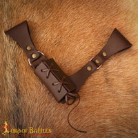 sword holder made from brown leather available in Australia