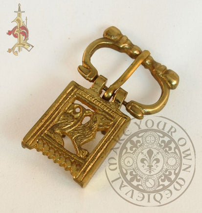 14th century Medieval Brass buckle reproduction with Wolf design
