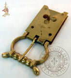 14th century Trefoil belt buckle with plate brass