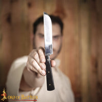 14th century medieval kitchen and serving knife made from stainless steel with a horn handle