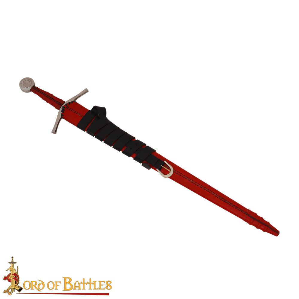 15th Century Sword with Red Wyvern Design Scabbard